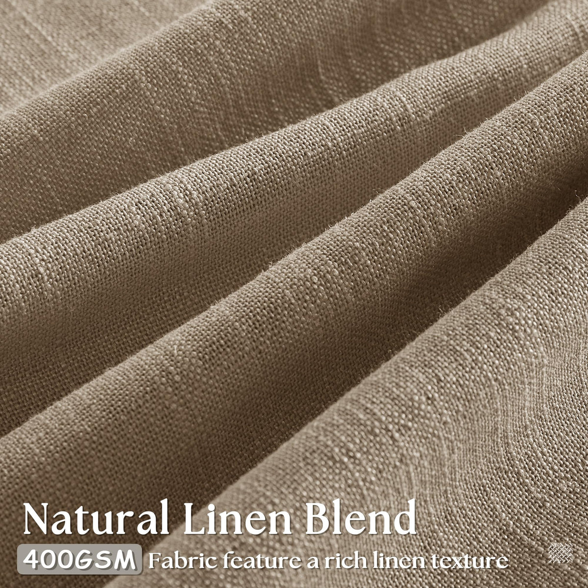 TWODRAPES 400 GSM flax-linen blend close-up shows rich texture