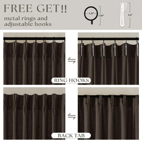 TWODRAPES ready-made panels include hooks and rings for easy setup