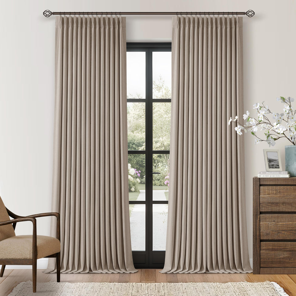 TWODRAPES Dark Flax Linen Curtains close-up texture highlights premium softness