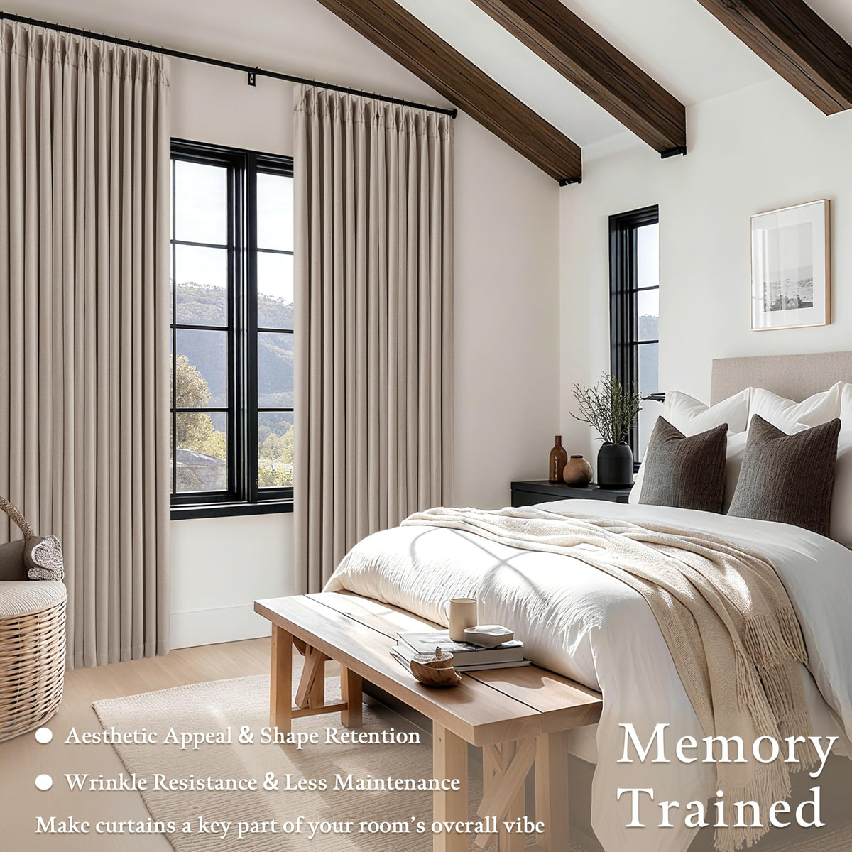 TWODRAPES Dark Flax Linen Curtains living room setup enhances privacy and style