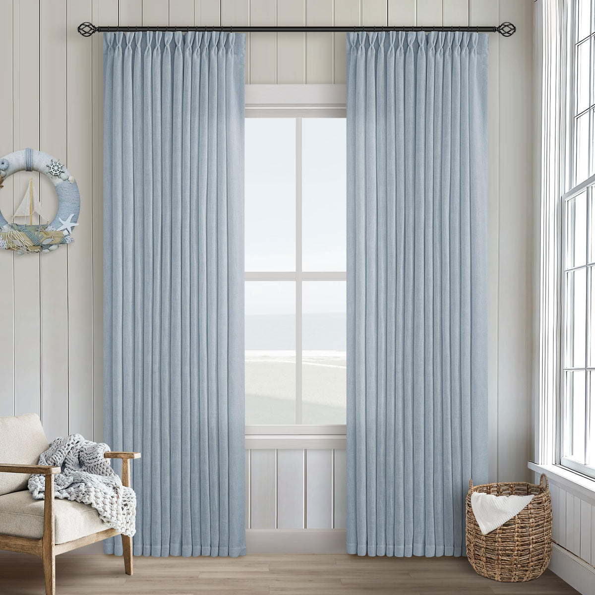 TWODRAPES 84-inch length fits standard windows with elegant folds.