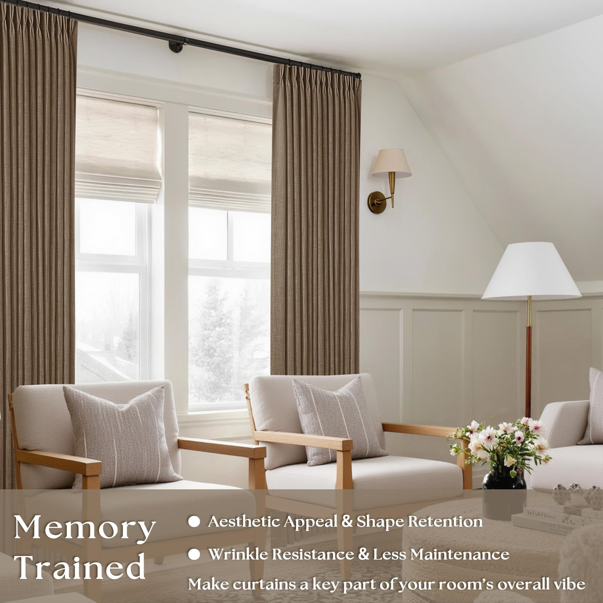 TWODRAPES Dutch Cocoa linen curtains offering light filtering for daytime privacy