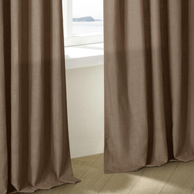 TWODRAPES Dutch Cocoa linen curtains track-system compatibility for versatile mounting