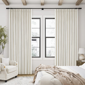 TWODRAPES ready-made linen curtains include easy-care features and mounting hardware.