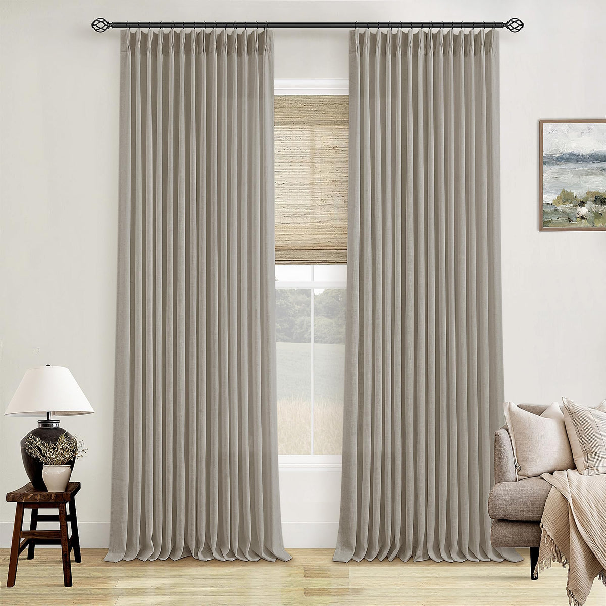 TWODRAPES flax burlap linen curtains with natural texture for living rooms