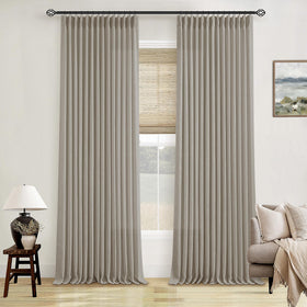 TWODRAPES flax burlap linen curtains with natural texture for living rooms
