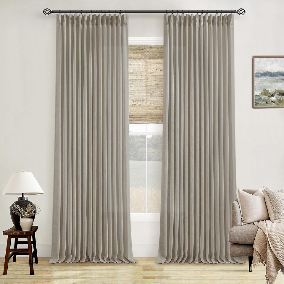 TWODRAPES flax burlap linen curtains with natural texture for living rooms