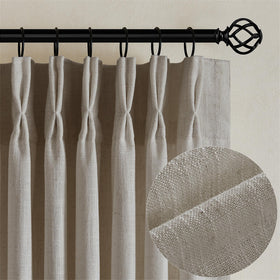 TWODRAPES flax linen curtains close-up texture showing premium drape and softness