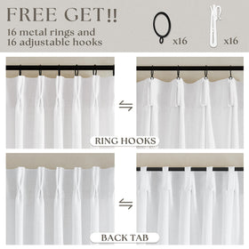 TWODRAPES hooks and rings set enables smooth panel movement.