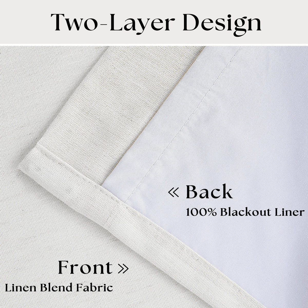 TWODRAPES inner blackout liner detail demonstrating light control