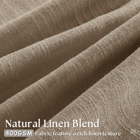 TWODRAPES light brown linen curtains back-tab hanging clean casual look