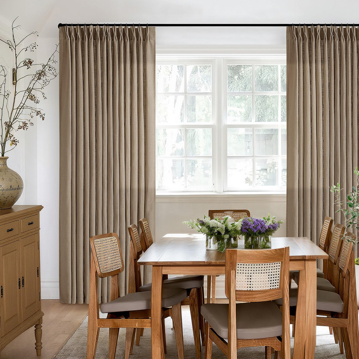 TWODRAPES light brown drapes ideal for cozy bedrooms and Boho interiors