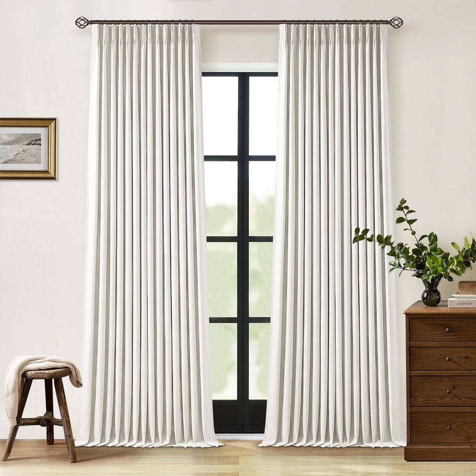 TWODRAPES linen blackout curtains in cream provide soft texture and light control