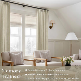 TWODRAPES beige semi-sheer linen curtain diffuses light while preserving privacy