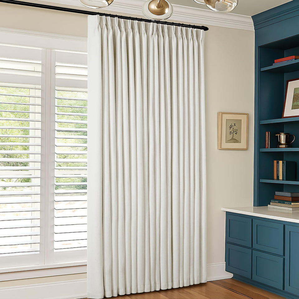 TWODRAPES natural blackout curtains front view with 96x60 panel for deep night privacy