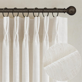 TWODRAPES natural pinch-pleated linen curtains in cream elevate living room ambiance