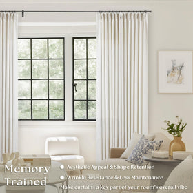 TWODRAPES pinch-pleat detail showcases durable memory-shape folds for a refined look
