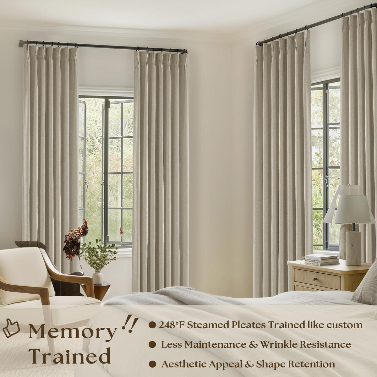 TWODRAPES pinched-pleat design adds a refined aesthetic with a tailored drape.