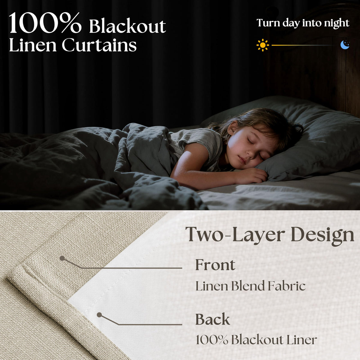 Pinch pleat detail on TWODRAPES curtains for a tailored, elegant look