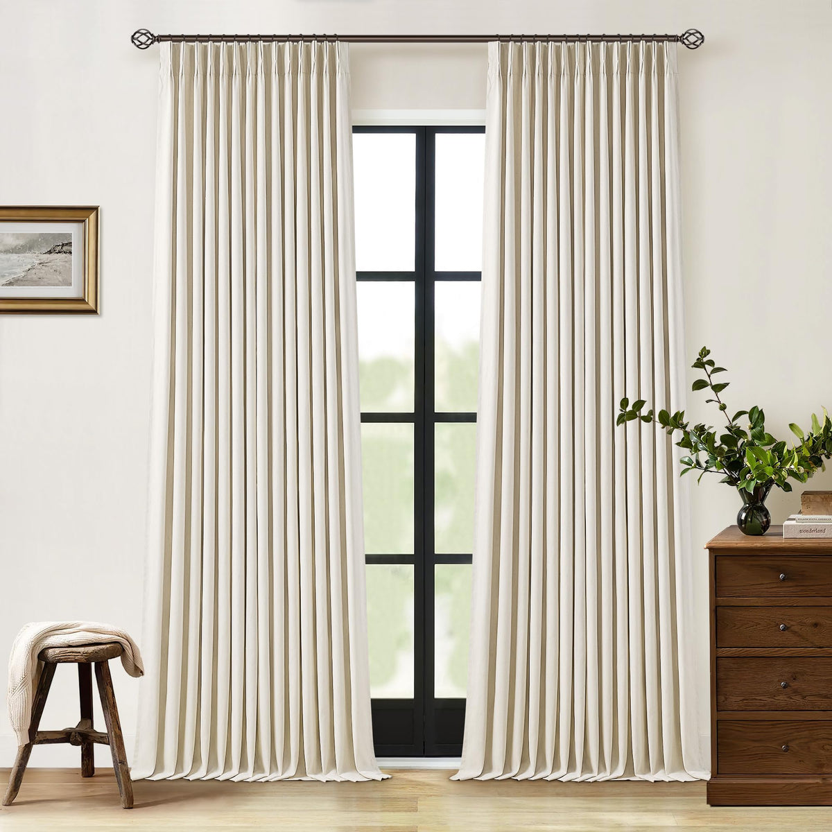TWODRAPES pleated blackout curtains in 108-inch length for living room privacy
