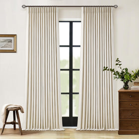 TWODRAPES pleated blackout curtains in 108-inch length for living room privacy