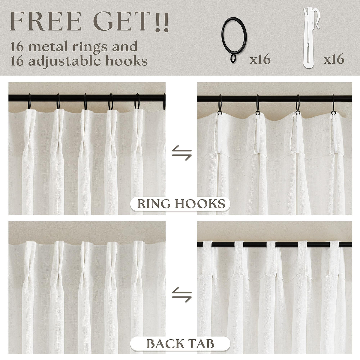 TWODRAPES privacy and light diffusion in beige linen curtain