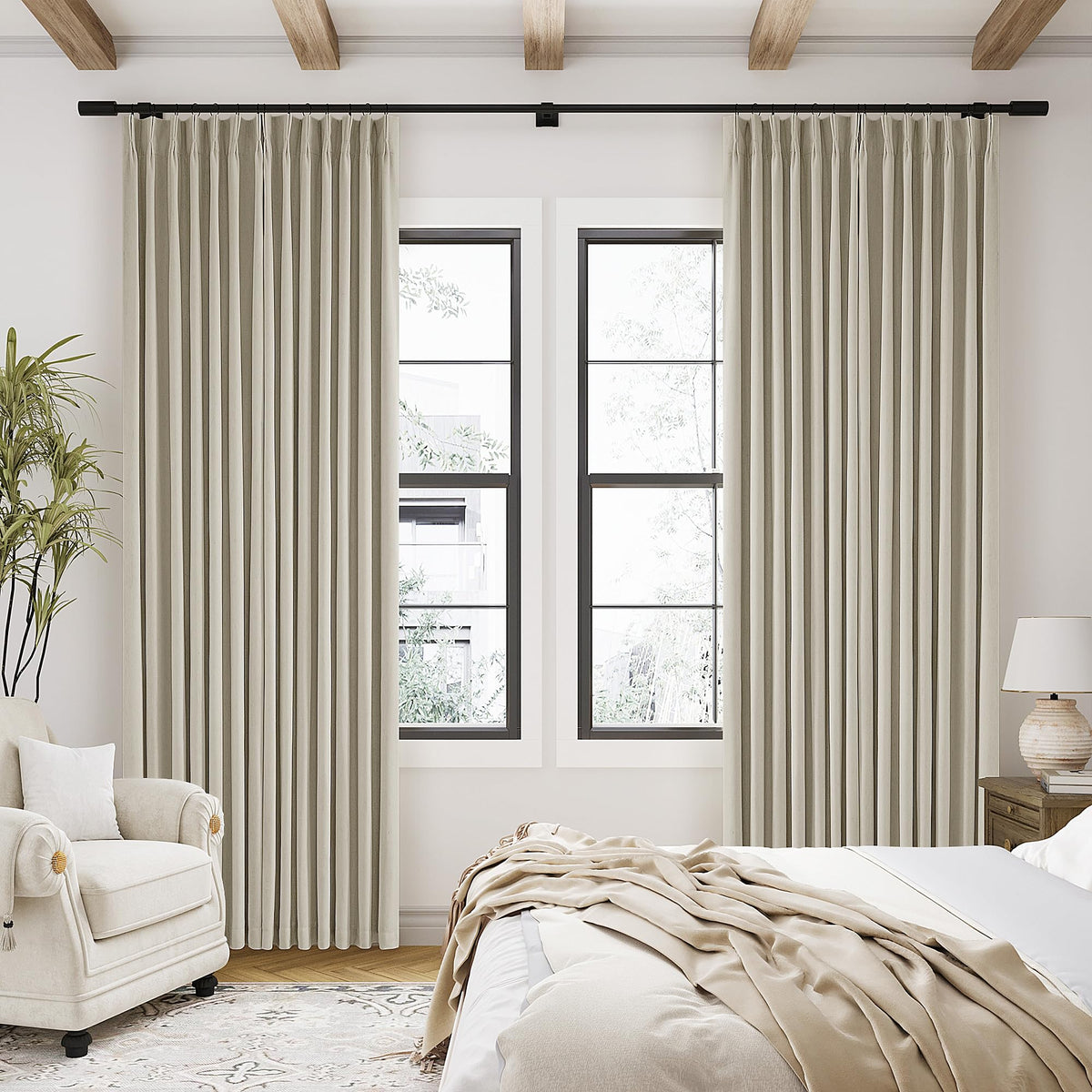 TWODRAPES ready-made curtain package with hooks and rings