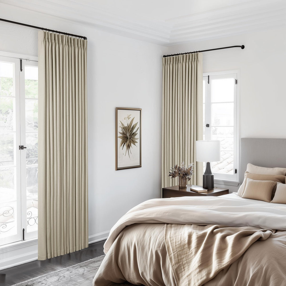 TWODRAPES Taupe neutral shade complements bedrooms and living spaces.