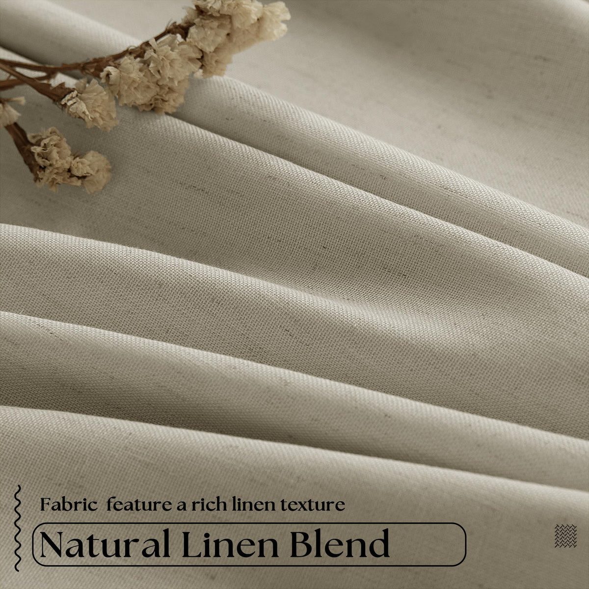 TWODRAPES Linen blackout liner enhances privacy and room temperature control.