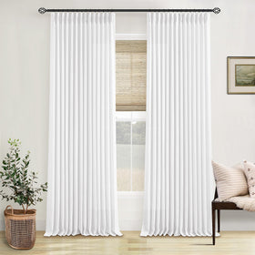 TWODRAPES thick linen curtain in 90-inch length offering privacy with natural light diffusion.