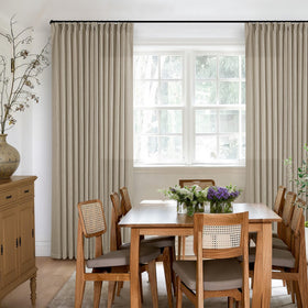 TWODRAPES track-system adjustable hooks enable versatile hanging