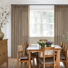 TWODRAPES versatile hanging options accommodate hooks, back tabs, or track systems.