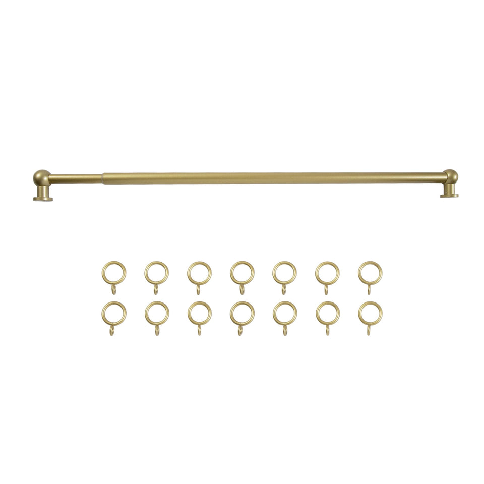 TWOPAGES Gold adjustable cafe curtain rod ready to fit 16–28 inch windows for kitchens and baths.