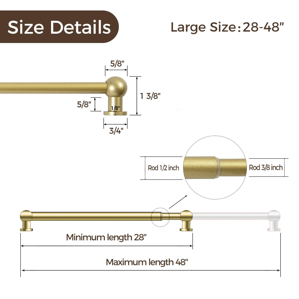 TWOPAGES Gold straight end caps add a sleek, modern look.