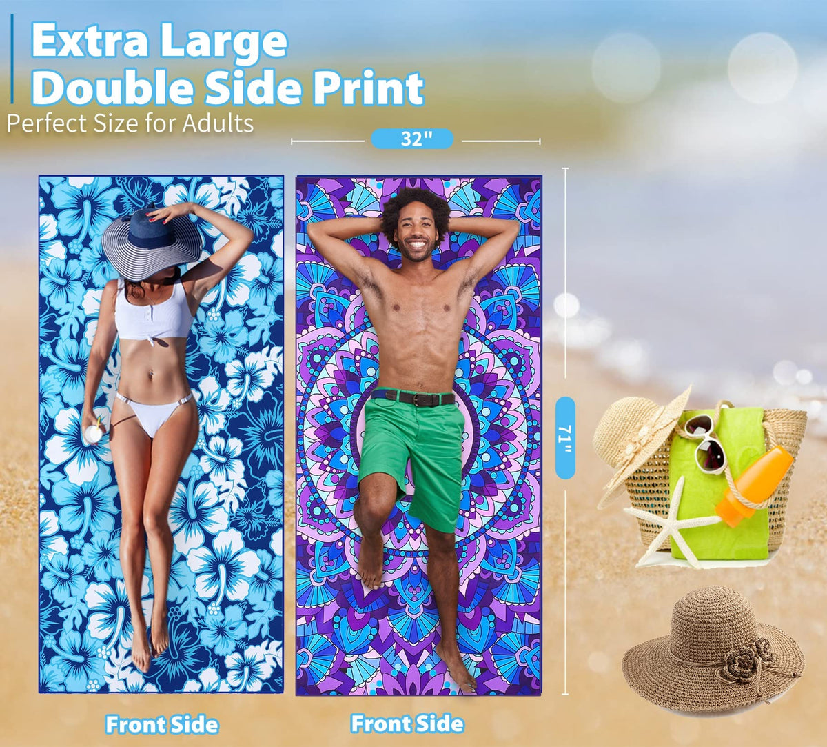 TwoYek towel two-sided printed design for stylish yoga and pilates routines
