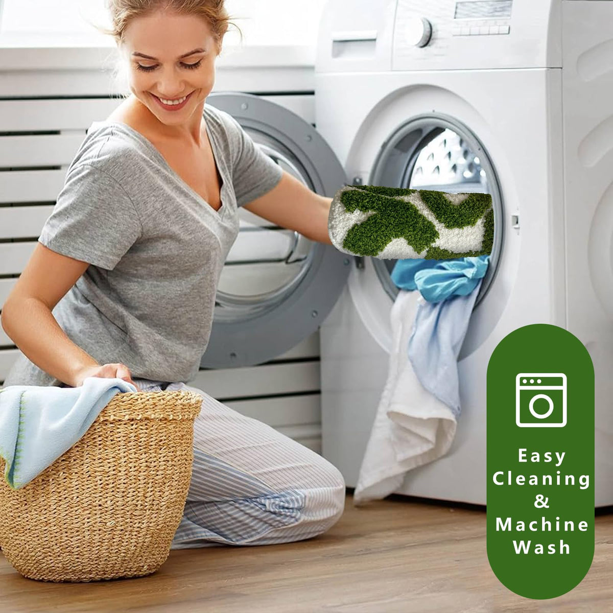 Washable You Look Good mat with cold-water cleaning maintains color and softness