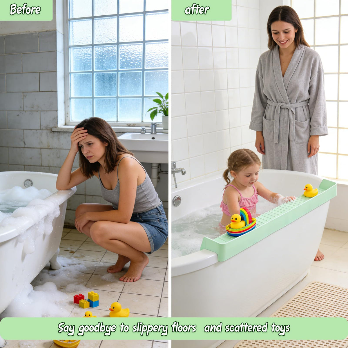 TYASDBA toy holder keeps bath toys neatly organized within reach.