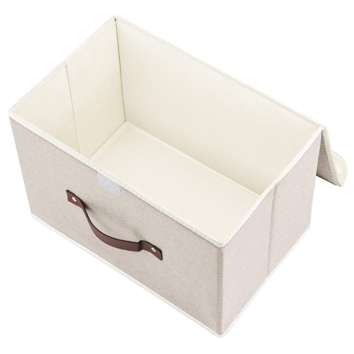 TYEERS storage bin with insert board and removable bottom supports stable stacking