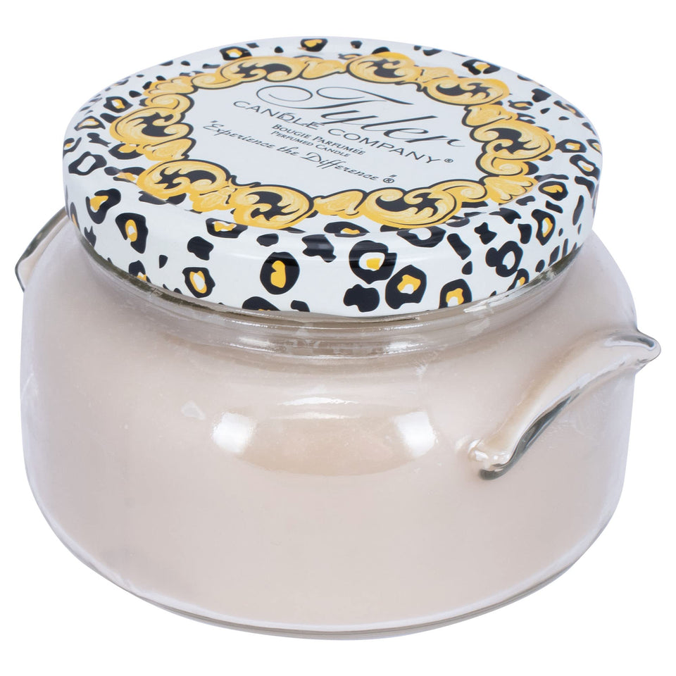 Tyler Candle Company 22oz jar glows with even burn and strong fragrance.