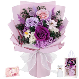 TYL&TYS preserved rose bouquet in vase; long-lasting decor for any room.