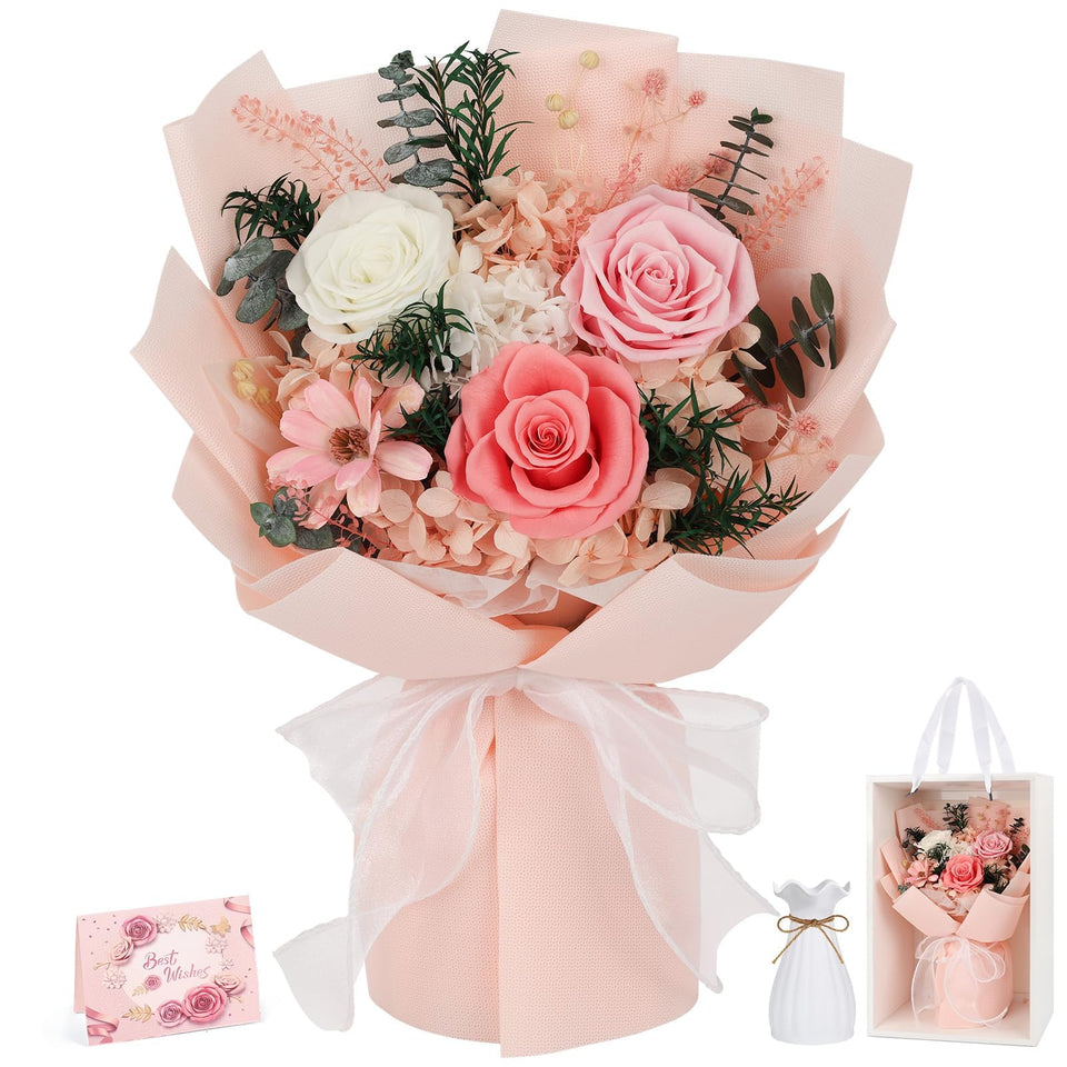TYL&TYS preserved pink rose bouquet for delivery with long lasting beauty and low maintenance