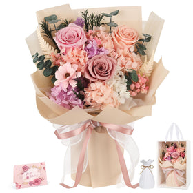TYL&amp;TYS Forever Rose Bouquet pink front view for timeless gifting and durable decor
