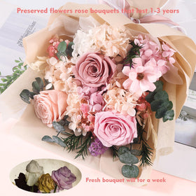 TYL&amp;TYS preserved rose bouquet with 3-rose accents highlights texture and elegance