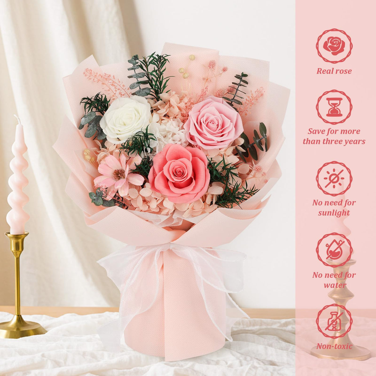 TYL&TYS romantic décor piece featuring forever roses for cozy ambiance in any room