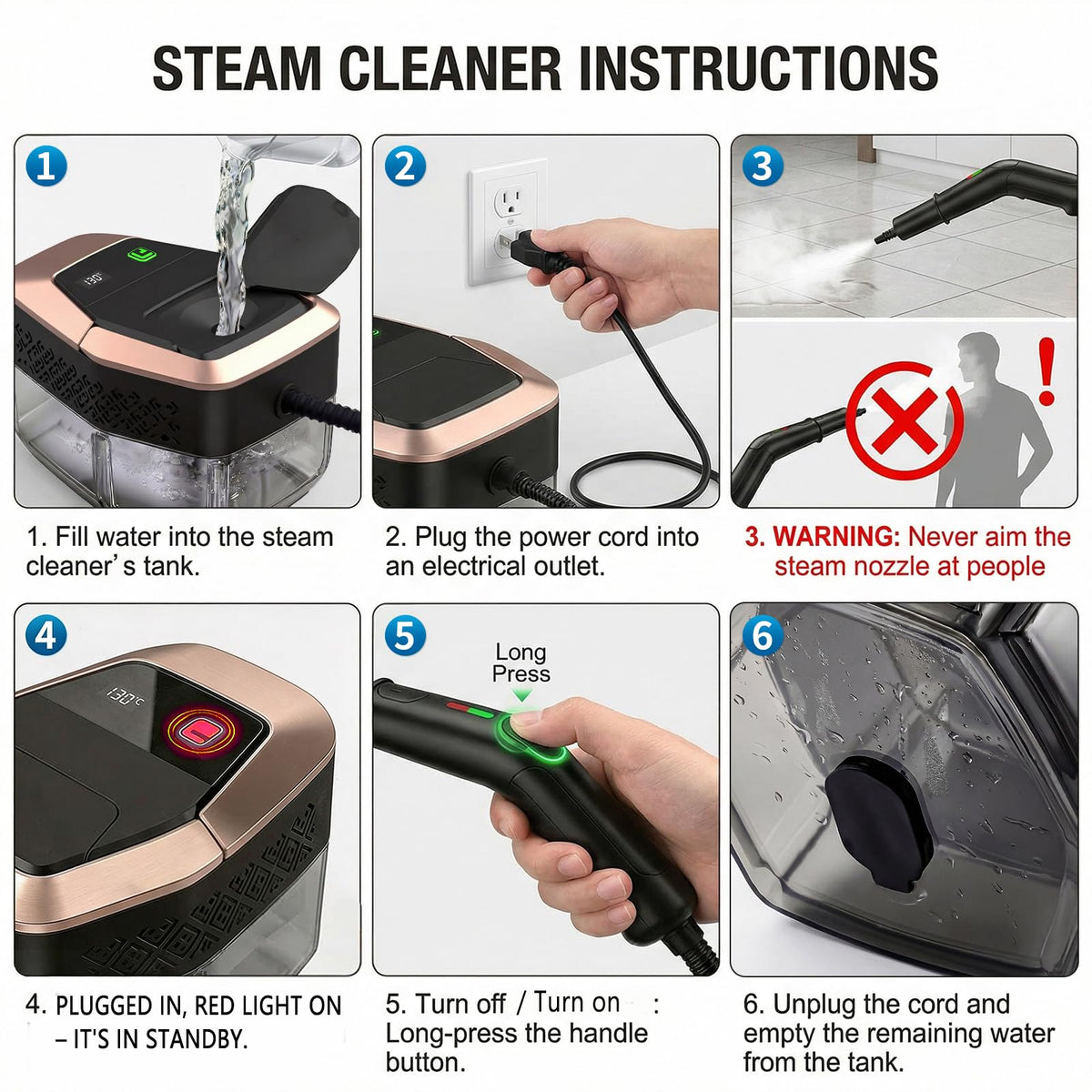 TYMAZ steam cleaner black design fits modern homes.