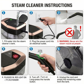 TYMAZ steam cleaner black design fits modern homes.