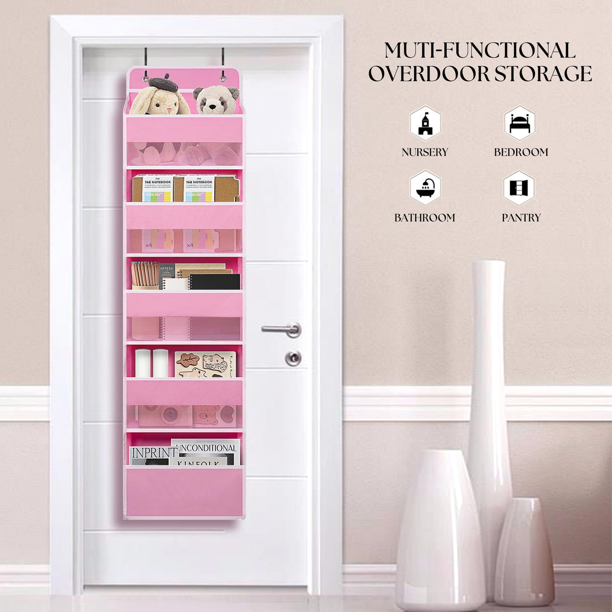 TYMENSH Over Door Organizer clear front window helps locate items in seconds.