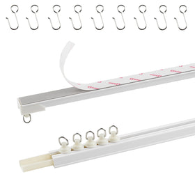 TYRON adhesive curtain track installed on wall for easy, damage-free room division