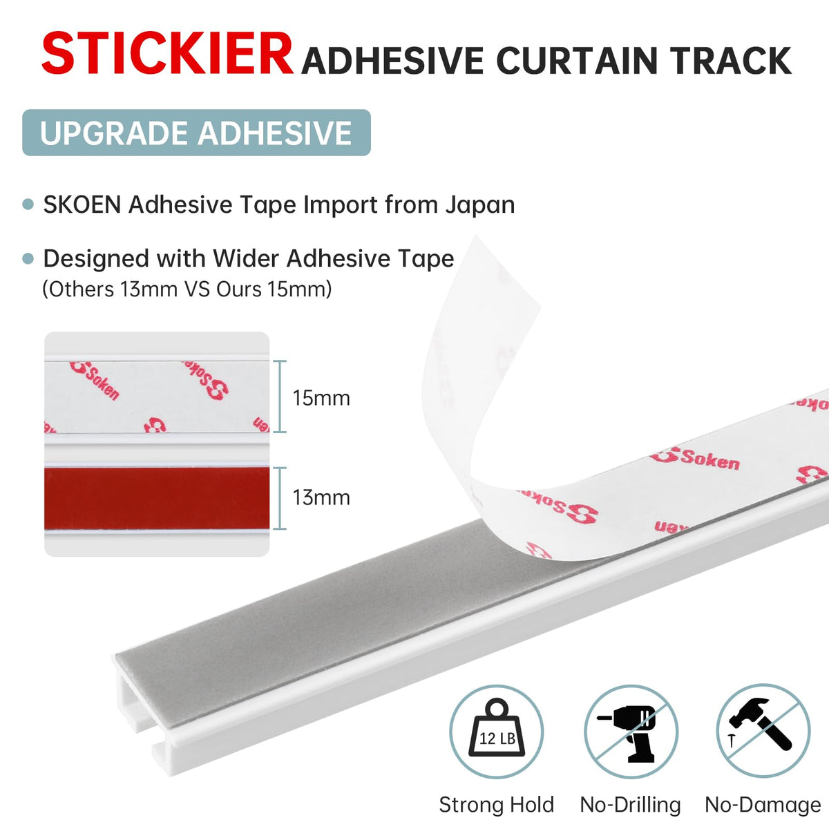 Close-up of TYRON's Soken 15mm adhesive tape showing strong adhesion