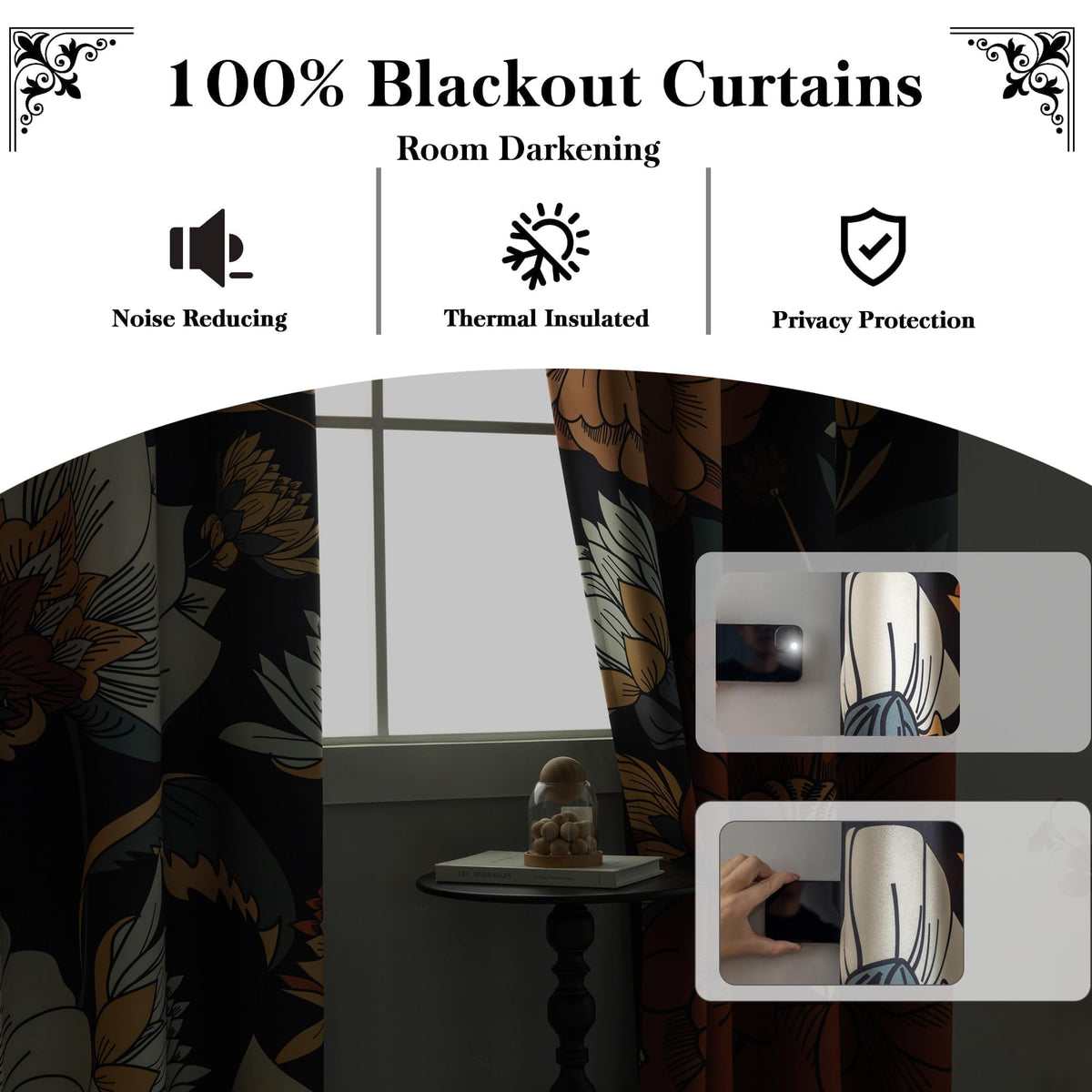 Tyrot curtains with 8 grommets for easy, secure hanging and a smooth drape.